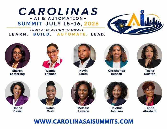 Carolinas AI and Automation Summit 2026 speaker flyer featuring Tesha Colston